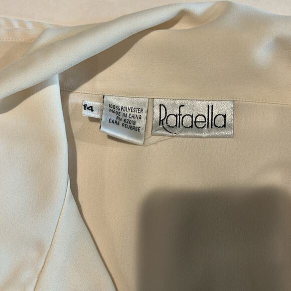 Vintage Rafaella Ruffle Blouse Sz 14 Quiet Luxury Old Money Unique Collar - Picture 6 of 7